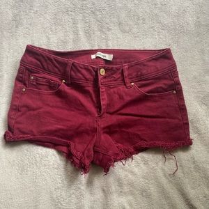 Burgundy Denim Shorts